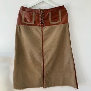 Vintage Catch A Fire by Cedella Marley Corduroy faux leather skirt Sz L